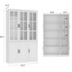 preview thumbnail 44 of 82, White Buffet Sideboard & Curio Bookcase Cabinet with Glass Doors