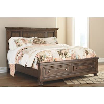 Flynnter Medium Brown Panel Storage Bed
