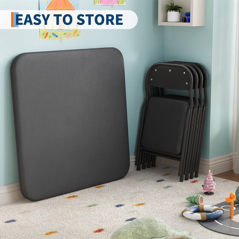 3/5-Piece Kids Folding Table and Chairs Set, Toddlers Children's Activity Table and Chairs Set