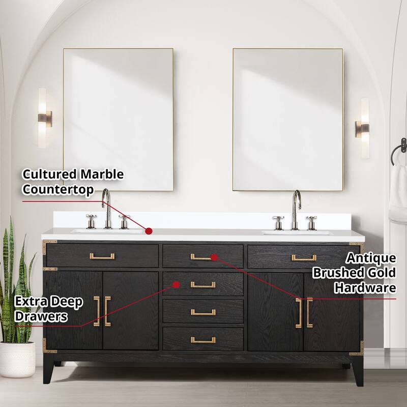 Laurel 60 in W x 22 in D Black Oak Double Bath Vanity and Cultured Marble Top