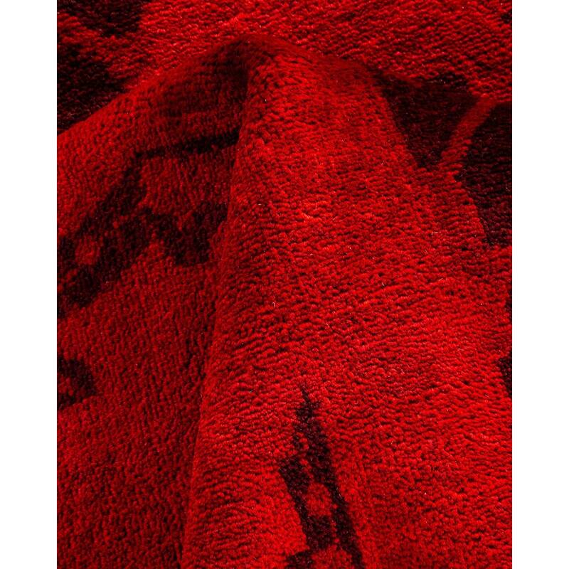 Overton Hand Knotted Wool Vintage Inspired Modern Contemporary Overdyed Orange Area Rug - 8' 1" x 10' 6"