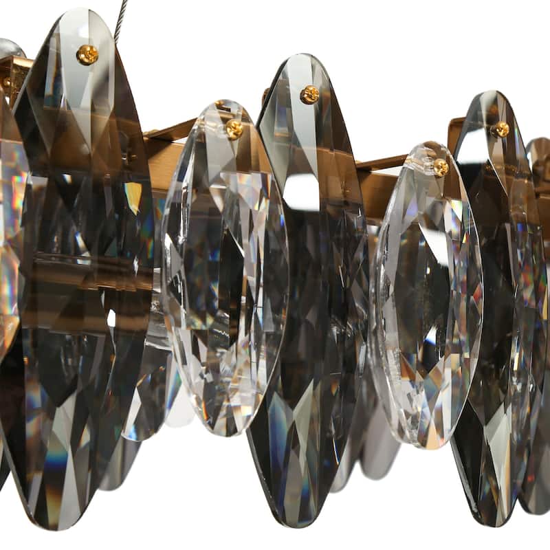 Modern Glam 8-Light Crystal Chandelier Art Deco Island Lights for Kitchen Island - Gold - 37.5" W x 7" H x 15" D