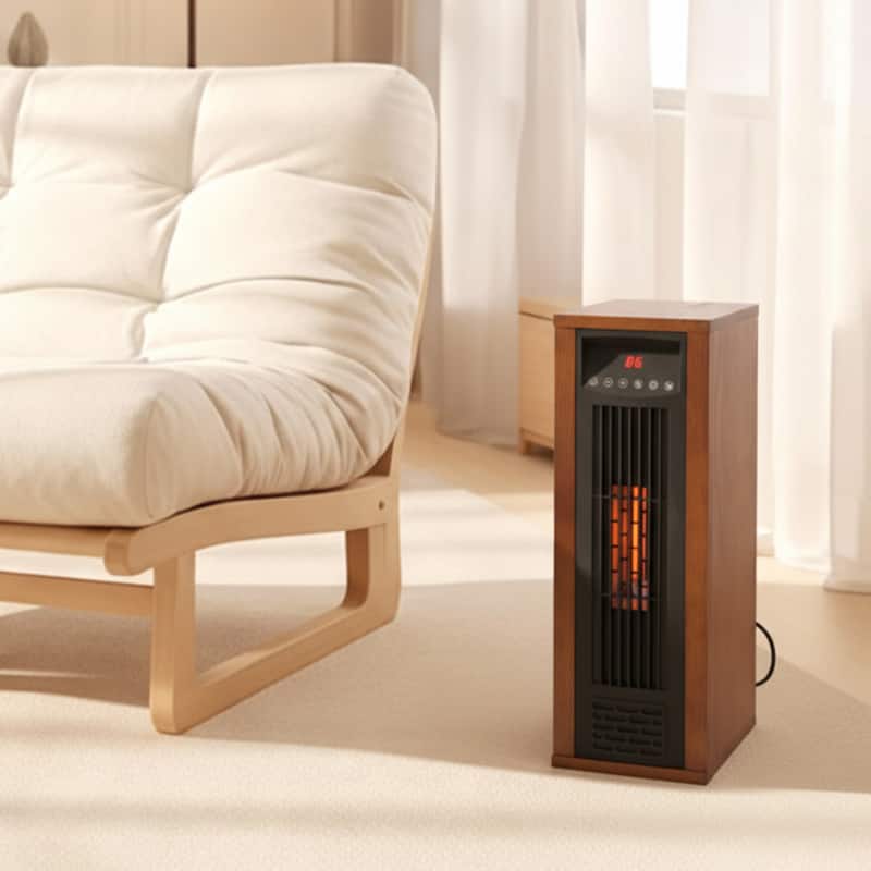 1500W Freestanding Electric Stove Fireplace Heaters with Timer and Overheat Protection without Flame - 8.5" L x 10.2" W x 24" H