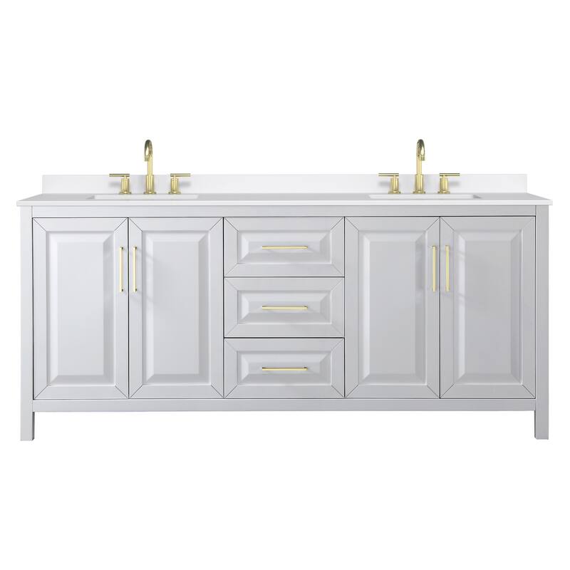 Daria 80-inch Double Vanity, 3 Hole Quartz Top