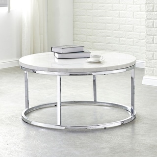 Steve Silver Eden White Marble Top Round Coffee Table - Bed Bath ...
