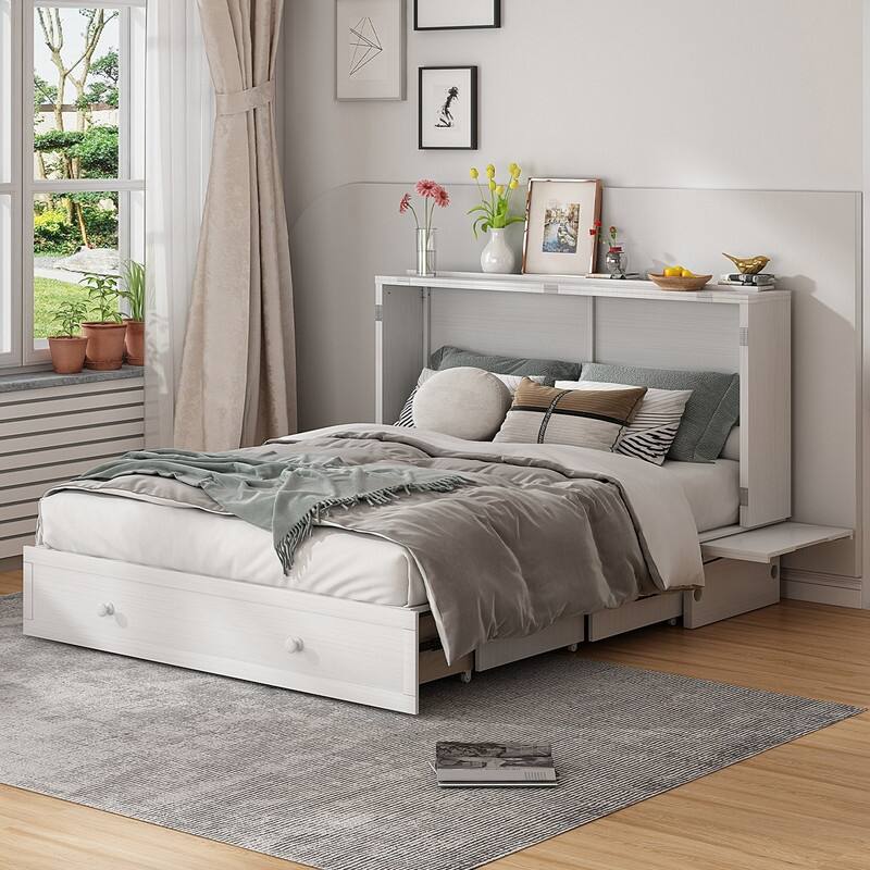 Mixoy Murphy Bed,Cube Cabinet Chest Bed with Charging Station