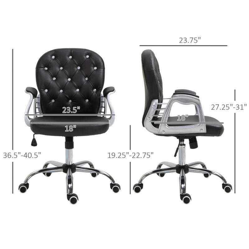 Faux Leather and Nylon Wheels Office Chair with Swivel, Wheels and Tilt - 23.5" W x 23.75" D x 36.5" -40.5" H