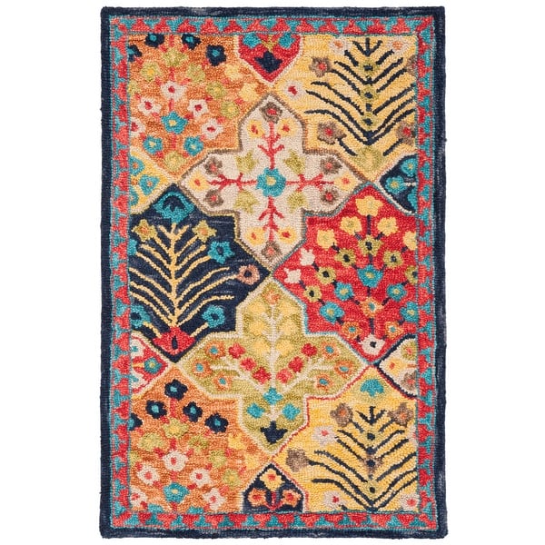 slide 2 of 5, SAFAVIEH Handmade Aspen Luvenia Boho Tribal Wool Rug 2' x 3' - Blue/Orange - Rectangle