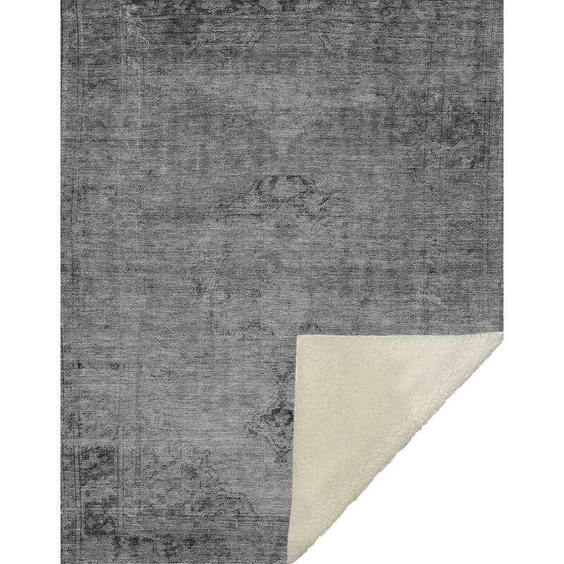 Premium Machine Washable Vintage Traditional Sherpa Throw Blanket