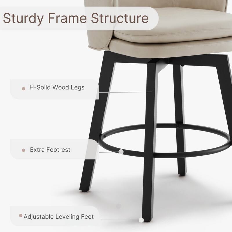 Spruce & Spring Kaylee Modern Swivel Counter Height Bar Stools with Arm