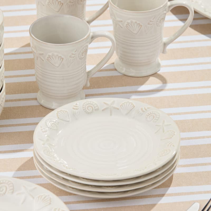 Certified International Coastline Cream 10.5" Dinner Plates, Set of 4 - 10.50"L x 10.50"W x 1.13"H