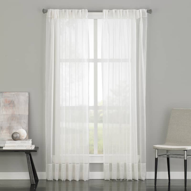 Curtainworks Soho Sheer Pinch Pleat/Back Tab Single Curtain Panel - 63-inch - White