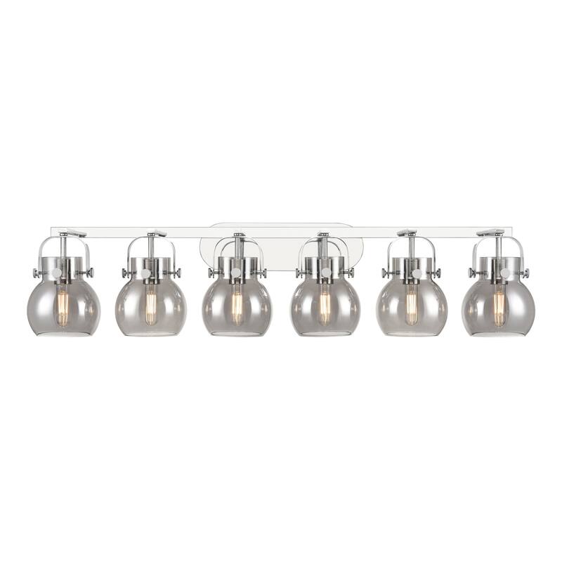 Innovations Lighting 423-6W-10-46 Pilaster II Sphere Vanity Pilaster - Polished Chrome / Plated Smoke