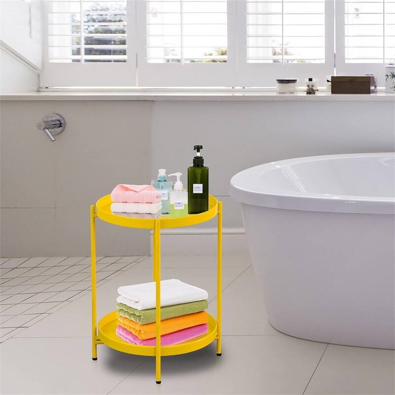 Table 2-Tier Metal Sofa Side Table - 15"D x 15"W x 20"H