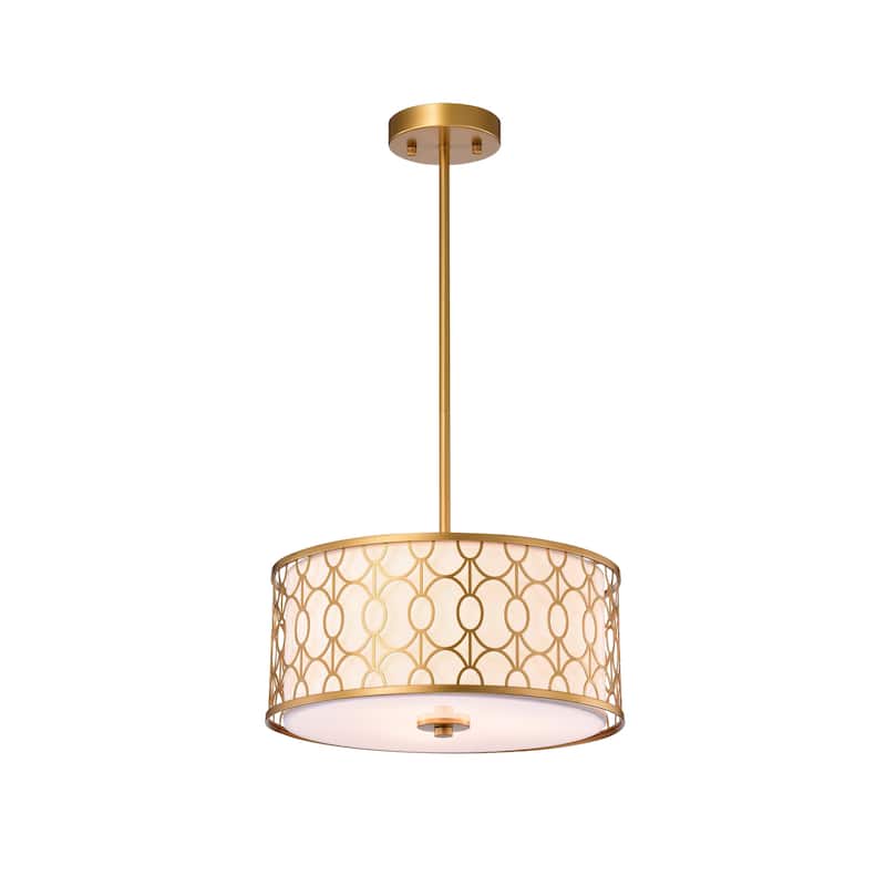 Corrigan Matte Gold 3-Light Fabric Shade Drum Chandelier