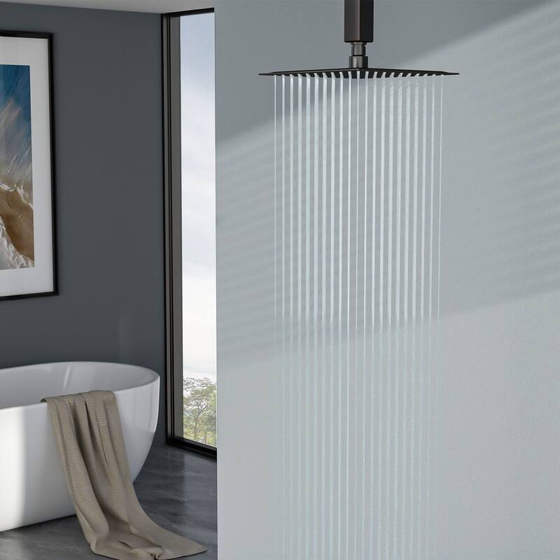 8/10/12/16 Inch Adjustable Rainfall Shower Head Wall-mounted Solid Square Ultra Thin 304 Stainless Steel