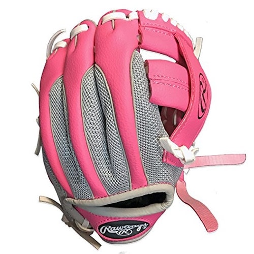 PINK//BLACK RAWLINGS PLAYERS SERIES RIGHT HAND THROW TBALL GLOVE MITT