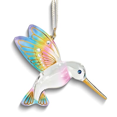 Curata Rainbow Hummingbird Glass Ornament