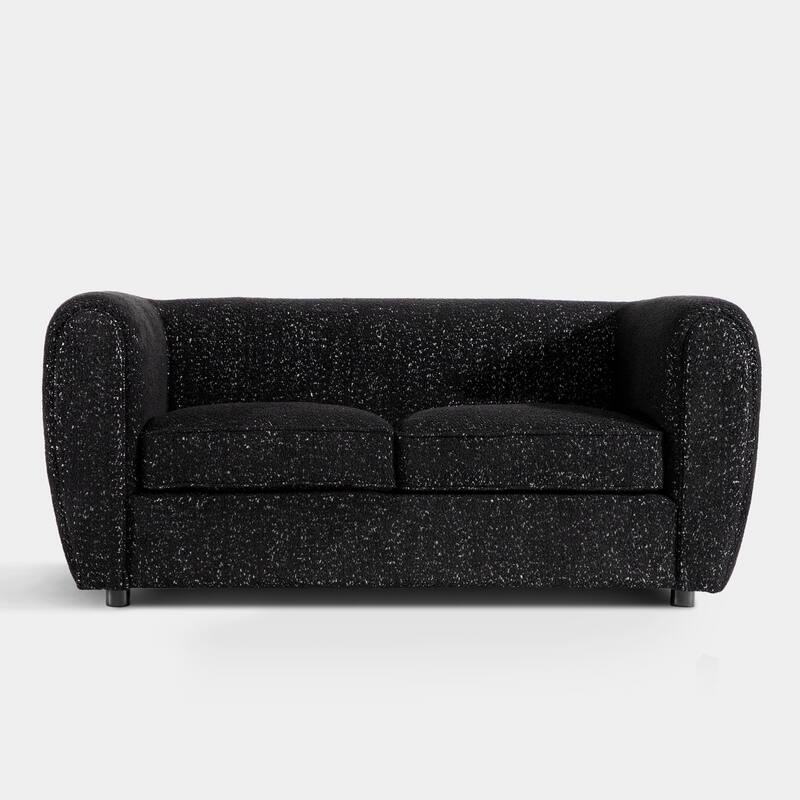 Furniture of America Vanessa Modern Curved Arms Boucle Sofa Set with Seat Cushion and Wooden Legs, 2-Piece or 3-Piece Options