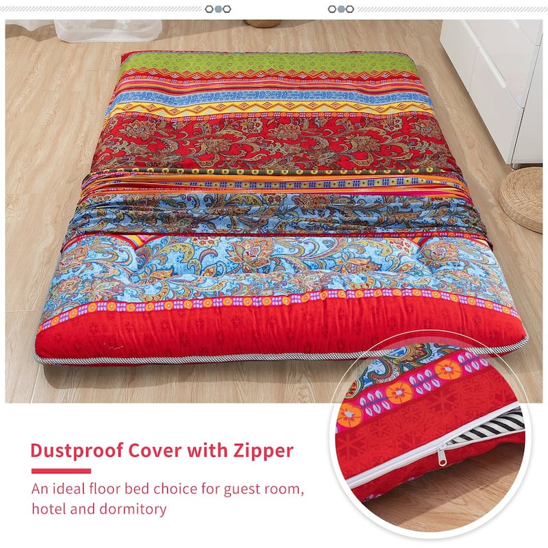 Boho Floral Pattern Japanese Floor Futon Mattress