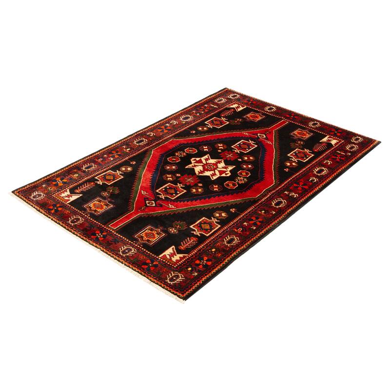 ECARPETGALLERY Hand-knotted Andelz Black Wool Rug - 4'11 x 7'3