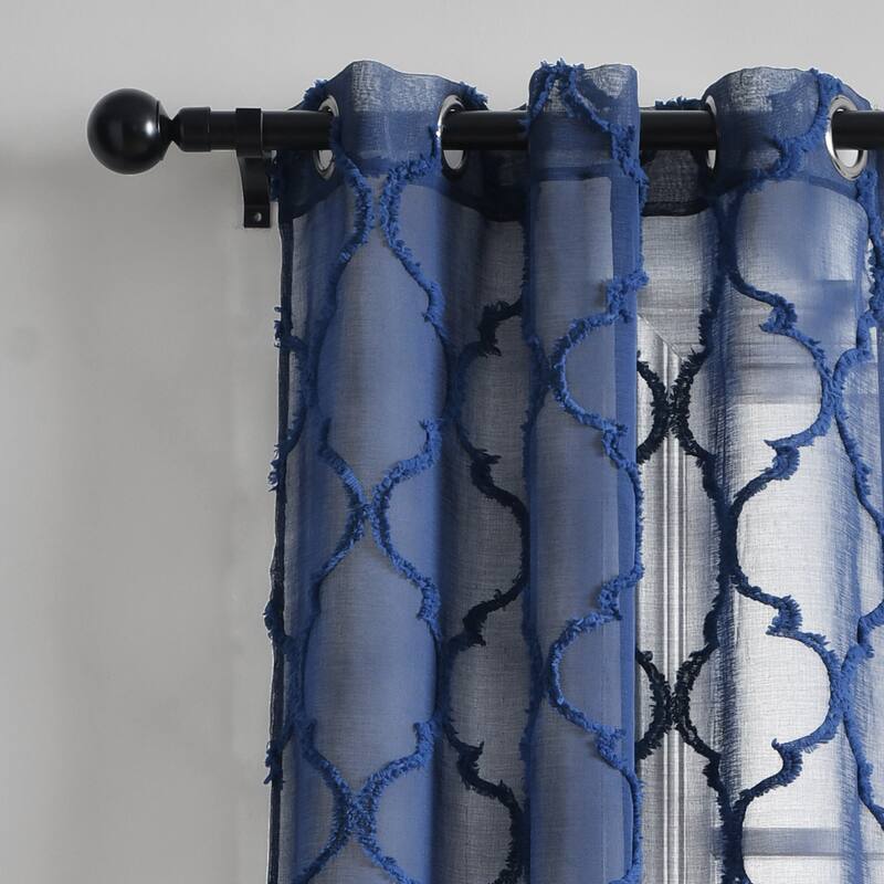 Lush Decor Avon Trellis Grommet Sheer Window Curtain Panel Pair