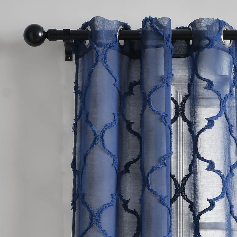Lush Decor Avon Trellis Grommet Sheer Window Curtain Panel Pair