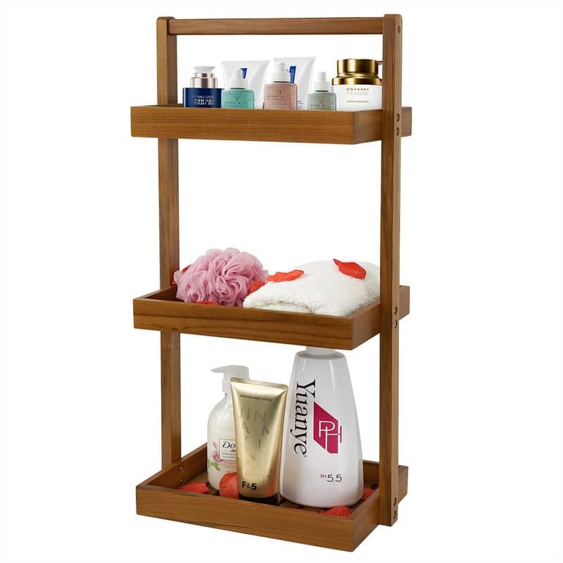 Shower Caddy Corner - 8"D x 12"W x 29.8"H - Brown 3 tier