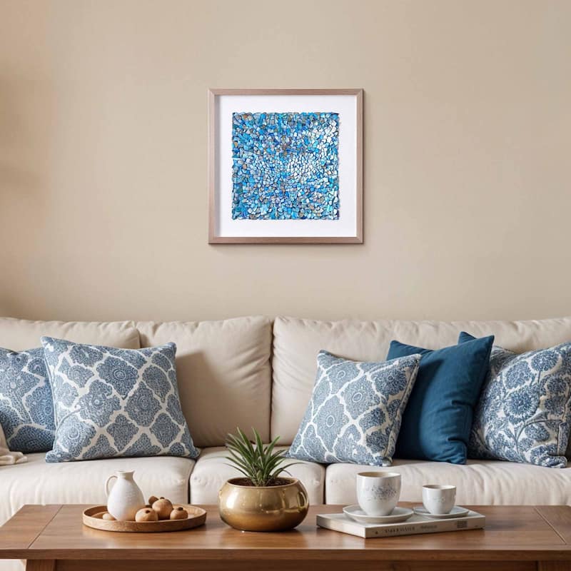 American Art Decor 2-Piece Coastal Seashell & Sea Glass Shadowbox Framed Wall Art Set