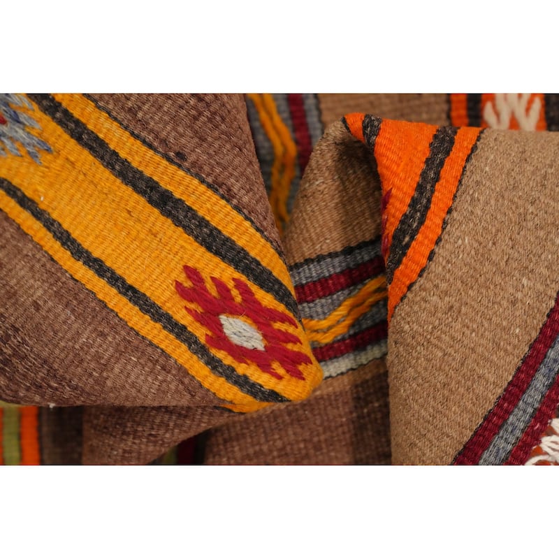 Hand Woven Oriental 100% Wool Carpet Southwestern Tribal Multi-Colored Kilim Area Rug - 8' 8'' X 5' 0''