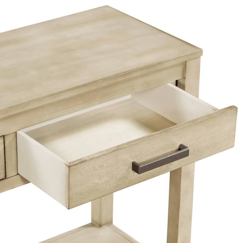 Roomfitters 59.1" Farmhouse Entryway Table with 3 Drawers, Slim Console Sofa Table with Open Shelf for Hallway