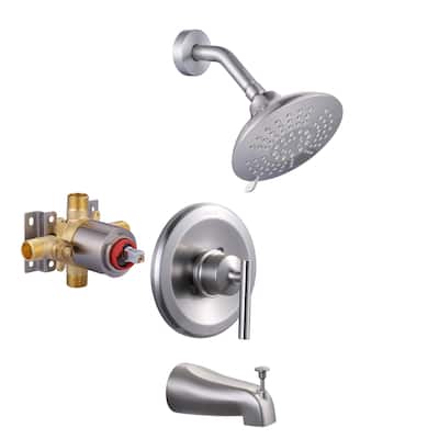 WOWOW Single-Handle 5-Spary Round Shower Faucet with Tub Spout