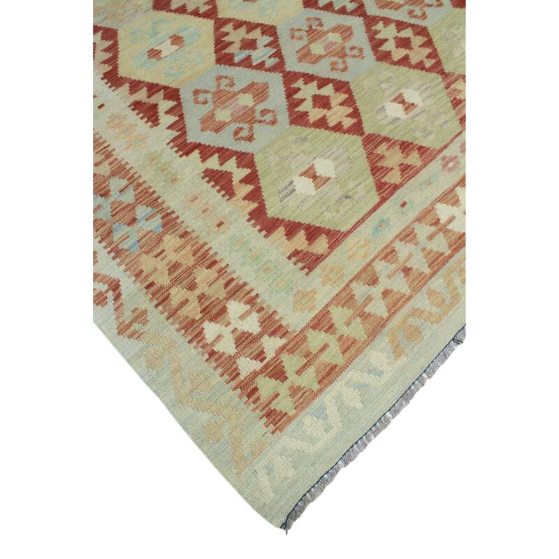 Sun Faded Flatweave Zariah Red/Ivory Rug - 6'7" x 9'8"