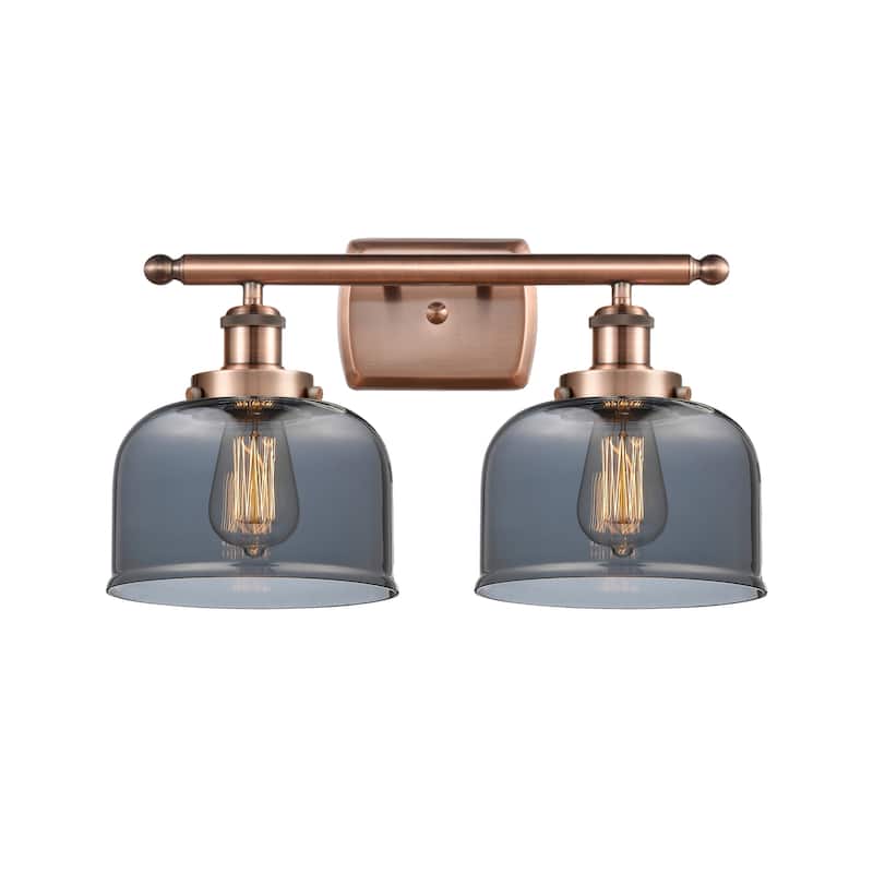 Innovations Lighting 916-2W-13-18 Bell Vanity Bell 2 Light 18" Wide - Antique Copper / Plated Smoke