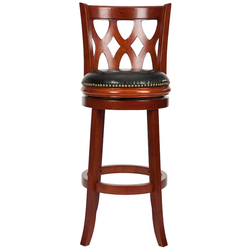 SAFAVIEH Mickie Light Cherry Finish 29-inch Swivel Bar Stool - 19" x 18" x 44" - 19Wx18Dx44H - Light Cherry/Black