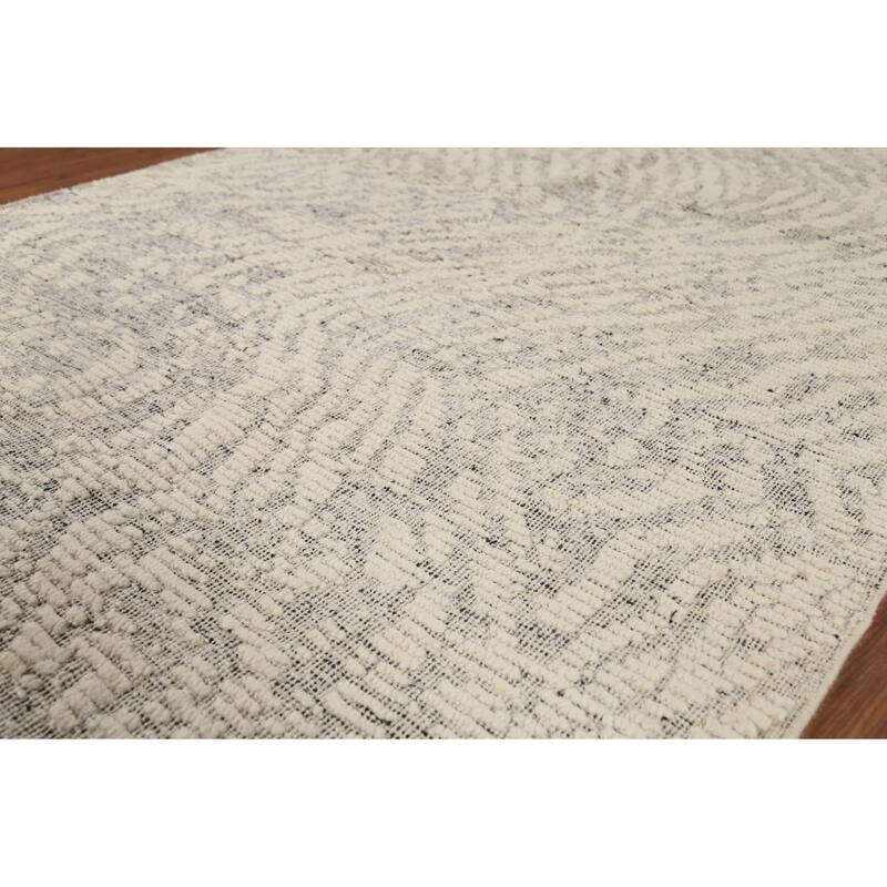 Beige Abstract Moroccan Oriental Area Rug Hand-Knotted Wool Carpet - 4'11"x 8'3"