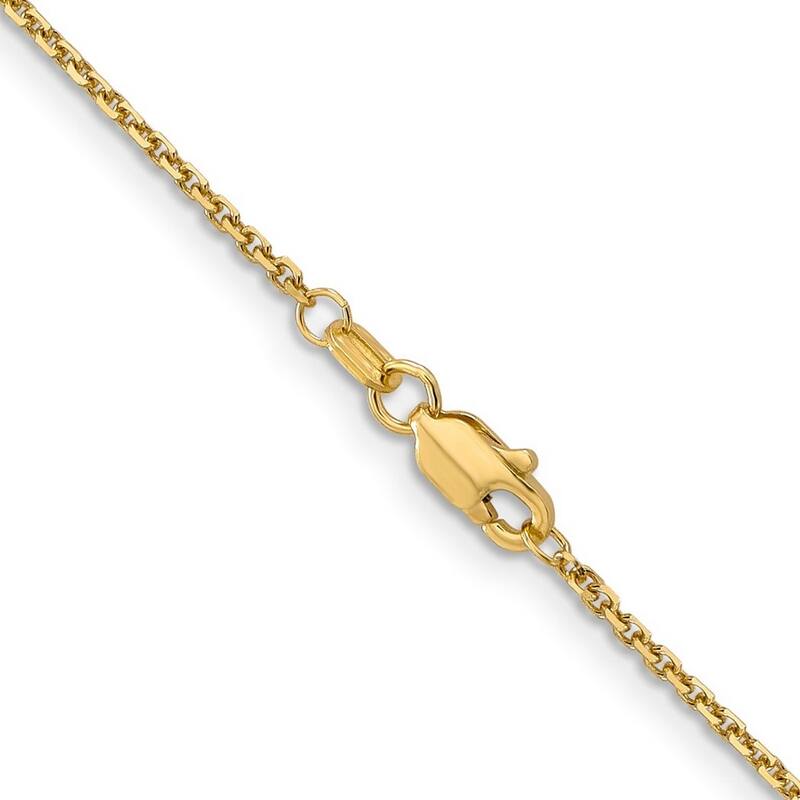 Curata 14k Yellow Gold 10" 1.4mm Diamond Cut Round Open Link Cable Chain Ankle Bracelet (Lobster-claw)