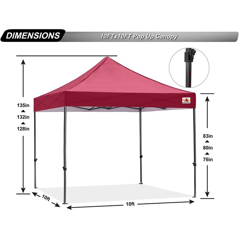 ABCCANOPY Outdoor Commercial Metal Patio Pop-Up Canopy - 10ftx10ft