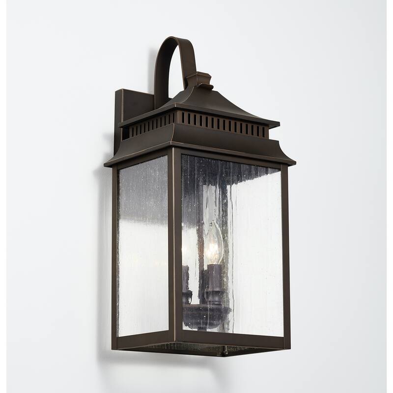 Sutter Creek Oiled Bronze Outdoor Wall Lantern w/ Antiqued Water Glass