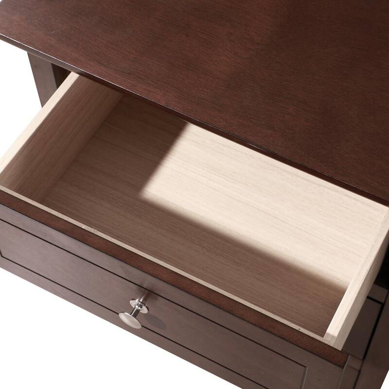 Modern classic solid wood nightstand, living room side table with three storage drawers and metal handles