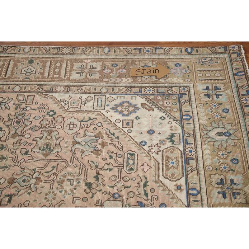 Hand Knotted Oriental 100% Wool Carpet Traditional Medallion Pink Tabriz Area Rug - 9' 4'' X 6' 4''