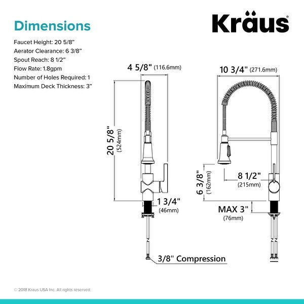 Kraus Britt Commercial 3-Function 1-Handle Pulldown Kitchen Faucet