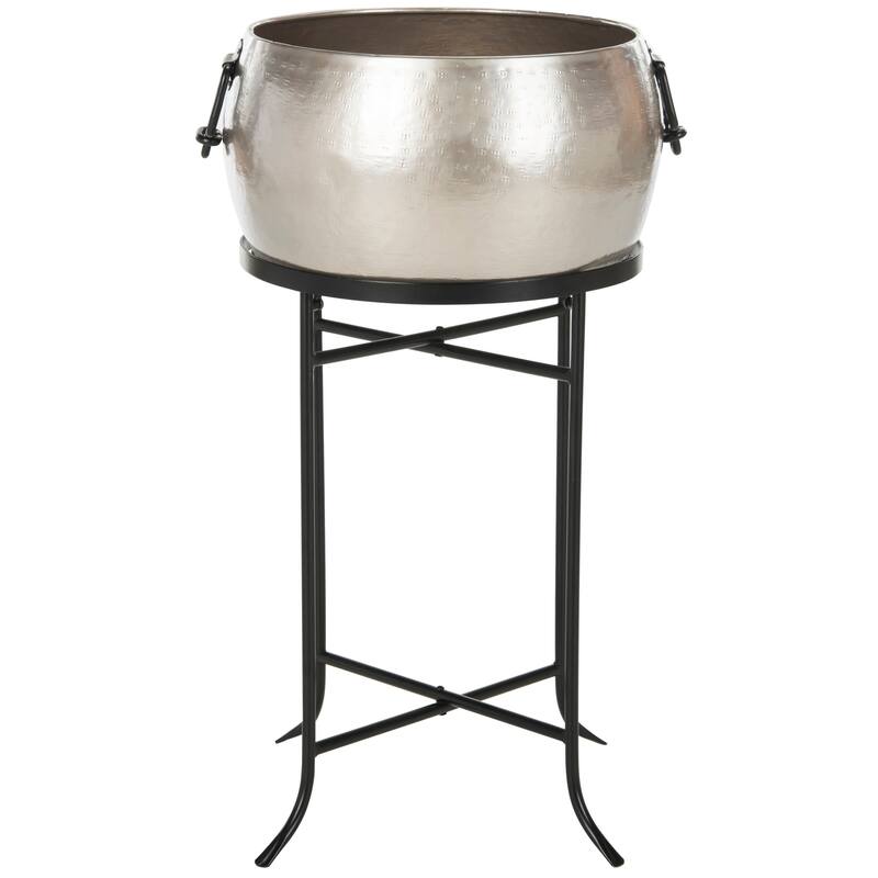 SAFAVIEH Violanthi Pewter/Black Plant Stand - 16.5" W x 16.5" D x 30" H - 17Wx17Dx30H