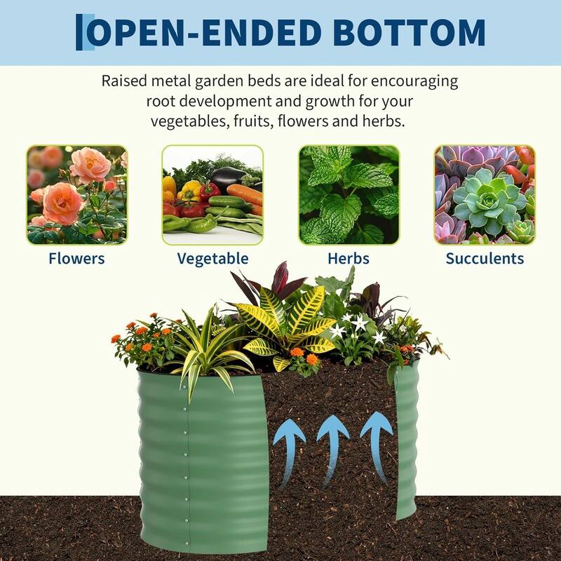 2-Pack 4 x 2 x 2 ft Galvanized Steel Raised Garden Beds Rust-Resistant Outdoor Planter Boxes Green - 4 x 2 x 2 ft