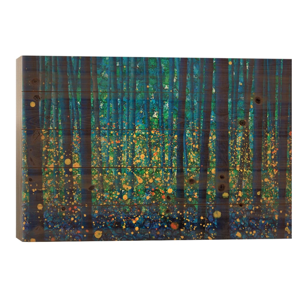 Fireflies Print On Wood by DB Waterman - Multi-Color