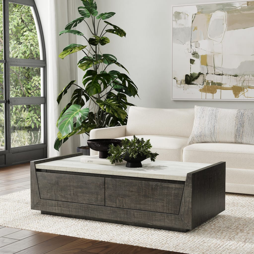Classic Home Tori 58" Reclaimed Wood Coffee Table in Dark Brown