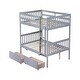 preview thumbnail 18 of 34, Full Over Full Rubber Wood Convertible into 2 Full Beds Bunk Bed with 2 Drawers ,Ladder and Safety Guardrails