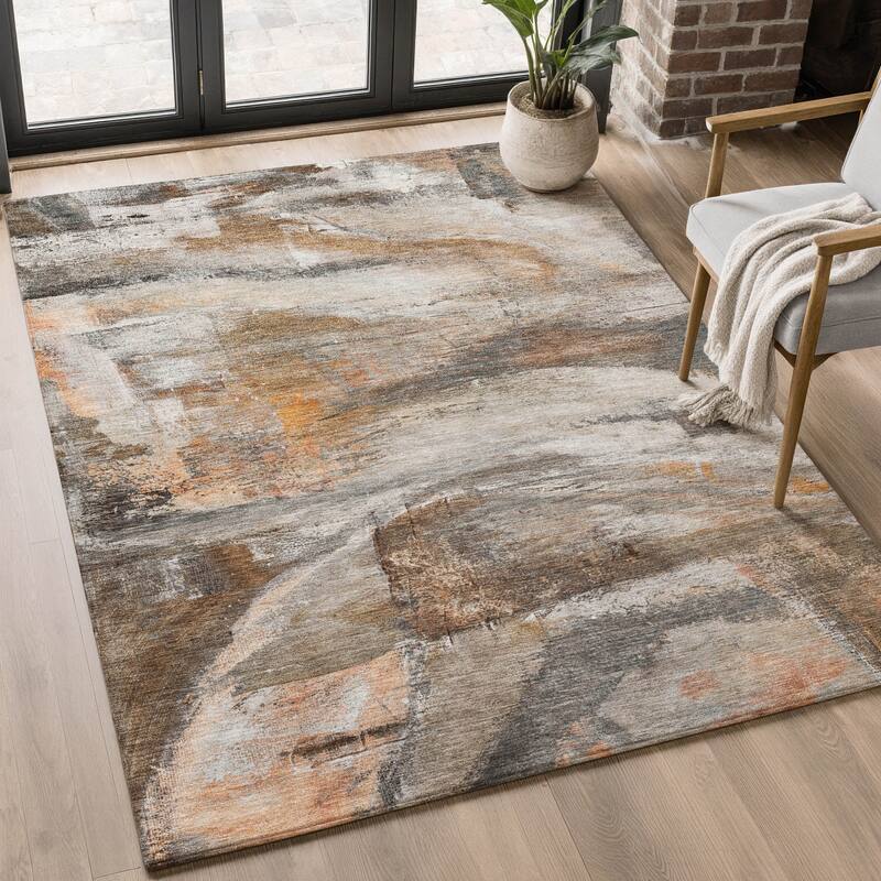 Premium Washable Super Soft Abstract Chic Mayfield Rug - Brown - 9' x 12'