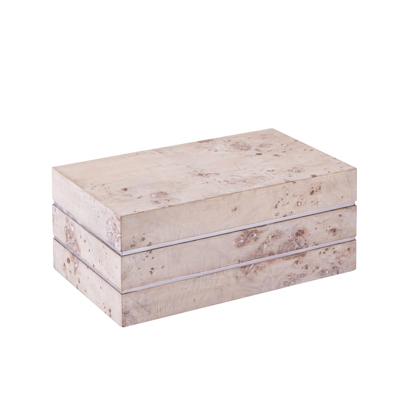 Atlas Salem White Painted Burl Wood Box