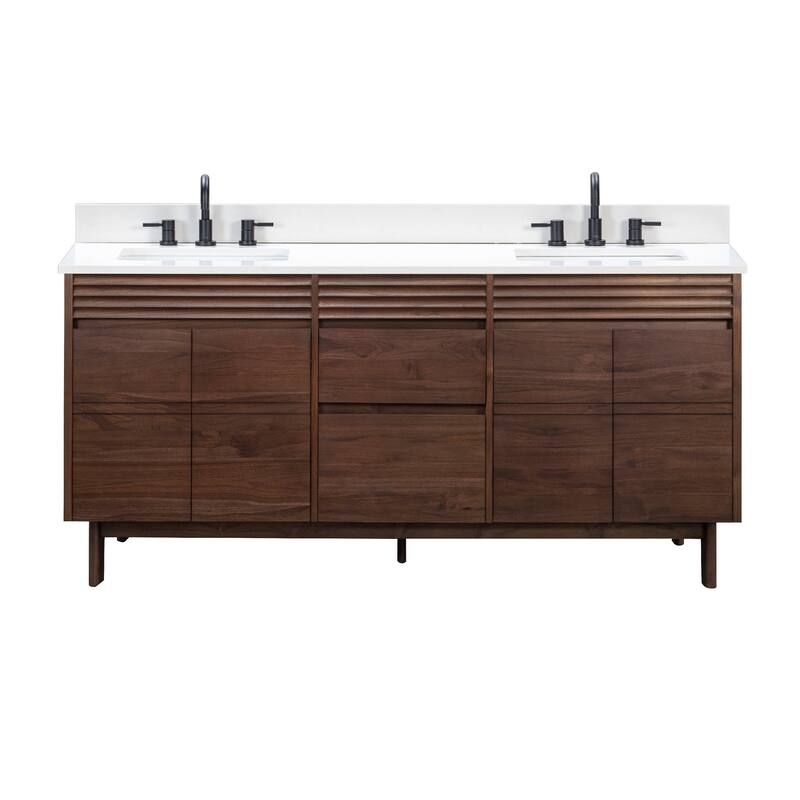 Avanity Carina Bathroom Vanity in Coffee Teak with White Engineered Stone Top